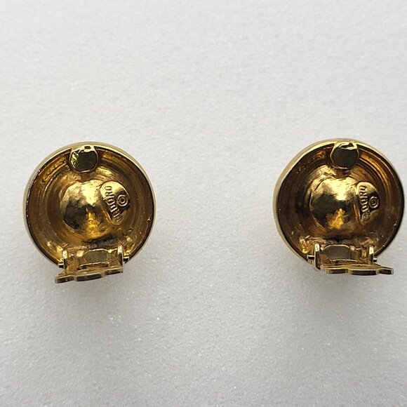 Vintage Cadoro Gold Tone Clip-On Earrings With Clear Rhinestones - Picture 5 of 13